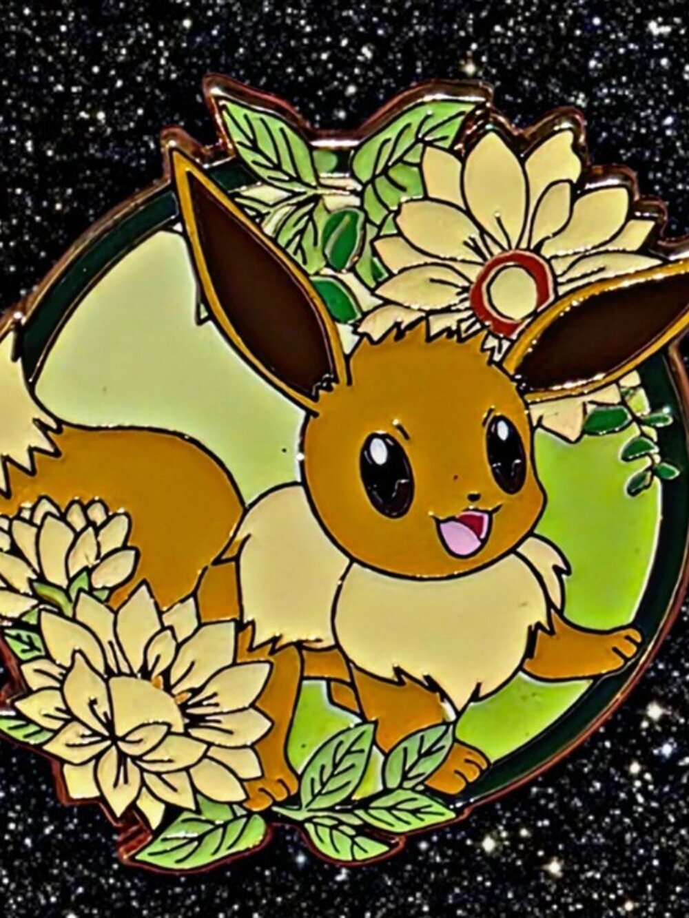 Pokémon Eevee Floral Enamel Pin – Elegant Collector’s Design